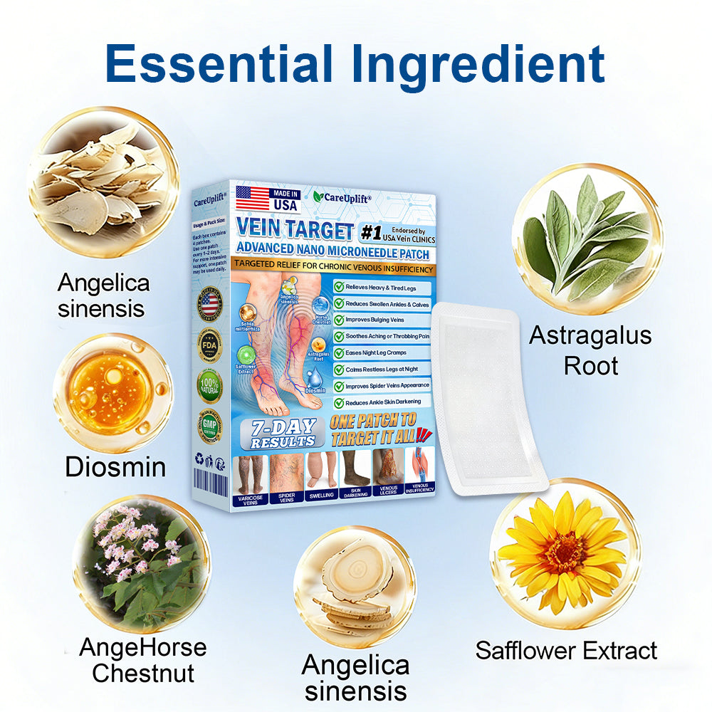 🇺🇸CareUplift® VeinTarget 🦵 Microneedle Patch – Relieves Leg Swelling & Varicose/Spider Veins ✅