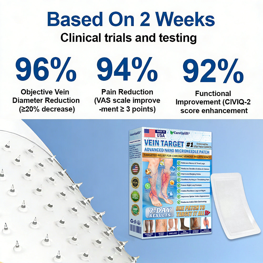 🇺🇸CareUplift® VeinTarget 🦵 Microneedle Patch – Relieves Leg Swelling & Varicose/Spider Veins ✅